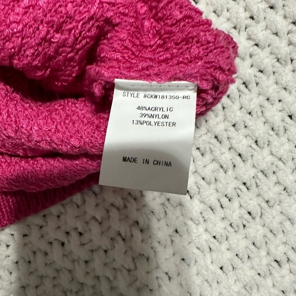 CODE X MODE blouson v neck hot pink knit sweater XS - Picture 6 of 9